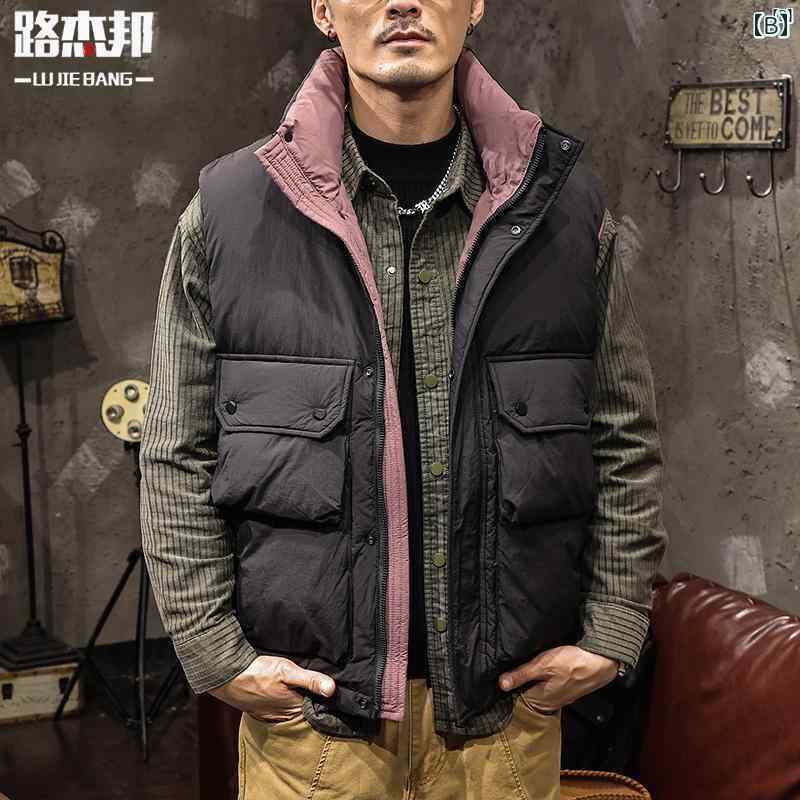 メンズ　ファッショオン　オシャレ　カジュアル　男性 80 ダック ダウン アメリカン ベスト 秋冬 作業着 ハイエンド ジャケット