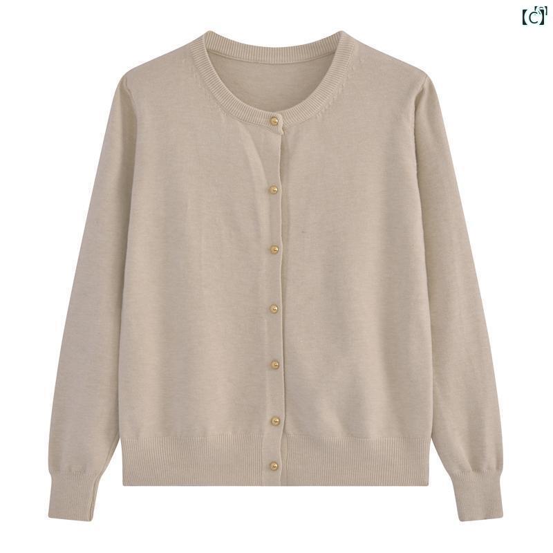 レディース　ファッション　レディース　オシャレ　かわいい　綺麗　上品 初秋 ソフト ワックス 状 ラウンドネック セーター ゴールド ボタン ショート ジャケット