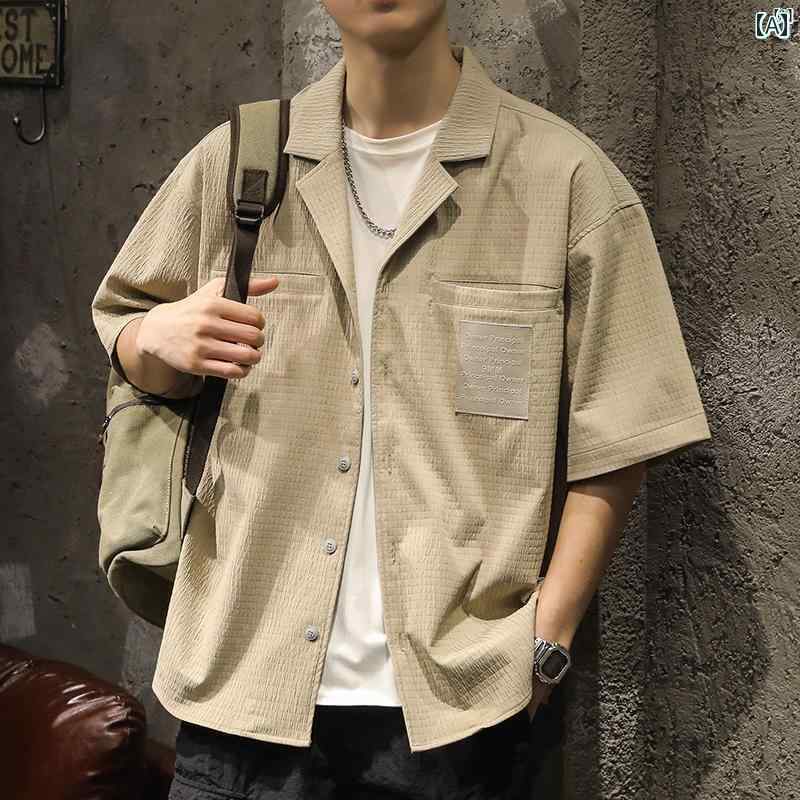 メンズ　ファッショオン　オシャレ　カジュアル　男性 高級 半袖 シャツ 夏 薄手 たり ワッフル ジャケット アメリカン シンプル