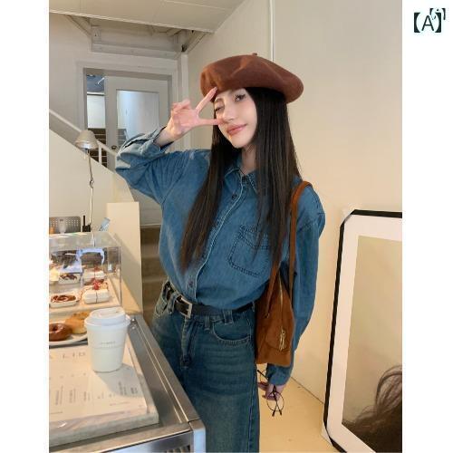 レディース ファッション レディース オシャレ かわいい 綺麗 上品 韓国 多彩 レトロ クラシック シングル ウェア ボトニング デニムシャツ 初秋 トップ レディース ファッション レディース オシャレ かわいい 綺麗 上品 韓国 多彩 レトロ クラシック シングル ウェア ボトニング デニムシャツ 初秋 トップ