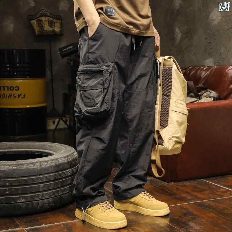 メンズ ファッショオン オシャレ カジュアル 男性 アメリカ アウトドア キャンプ 男性用 機能 オーバー オール ストレート マルチ ポケット 夏 速乾 薄手 カジュアル パンツ