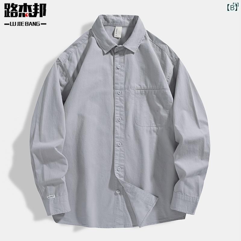 メンズ　ファッショオン　オシャレ　カジュアル　男性 ボーイッシュ ホワイト シャツ メンズ 長袖 コットンシャツ 春秋 ジャケット 秋服