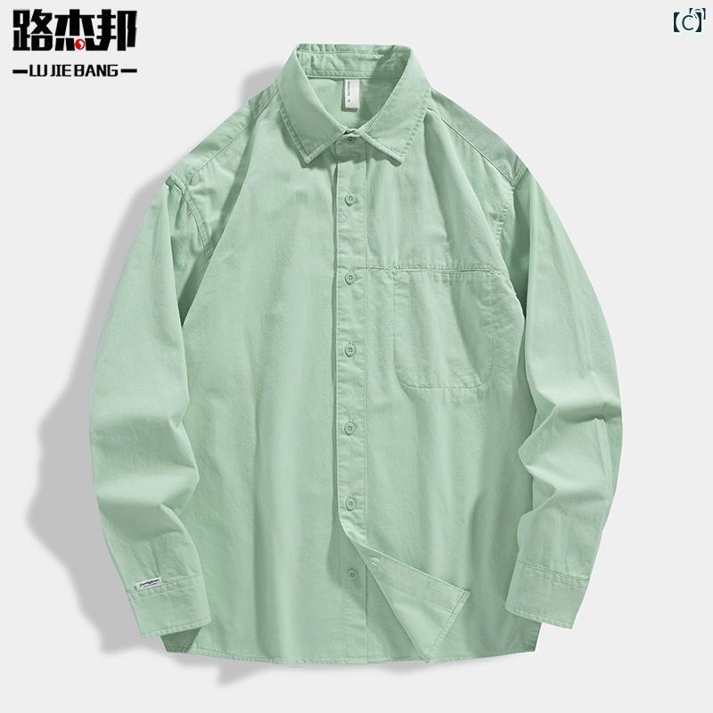 メンズ　ファッショオン　オシャレ　カジュアル　男性 ボーイッシュ ホワイト シャツ メンズ 長袖 コットンシャツ 春秋 ジャケット 秋服