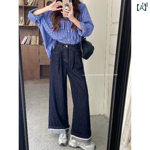 レディース ファッション オシャレ かわいい 綺麗 カジュアル 秋 デニムパンツ たり 大きい ズボン 脚 ロール 裾 ワイド レッグ パンツ レディース ファッション オシャレ かわいい 綺麗 カジュアル 秋 デニムパンツ たり 大きい ズボン 脚 ロール 裾 ワイド レッグ パンツ