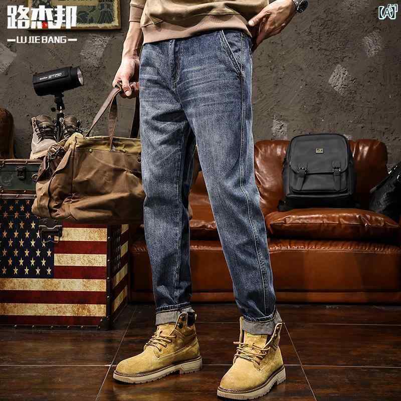 メンズ ファッショオン オシャレ カジュアル 男性 アメリカン レトロ ハイエンド ジーンズ メンズ ストレート メンズパンツ カジュアル ロング パンツ