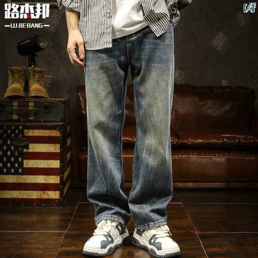 メンズ ファッショオン オシャレ カジュアル 男性 アメリカン レトロ ストリート ジーンズ 男性用 春秋 ストレート カジュアル ロング パンツ メンズ ファッショオン オシャレ カジュアル 男性 アメリカン レトロ ストリート ジーンズ 男性用 春秋 ストレート カジュアル ロング パンツ