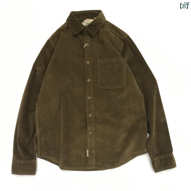 メンズ　ファッション　オシャレ　カジュアル　男性 アメリカン レトロ コーデュロイシャツ 春秋 大きいサイズ 長袖 シャツ ジャケット