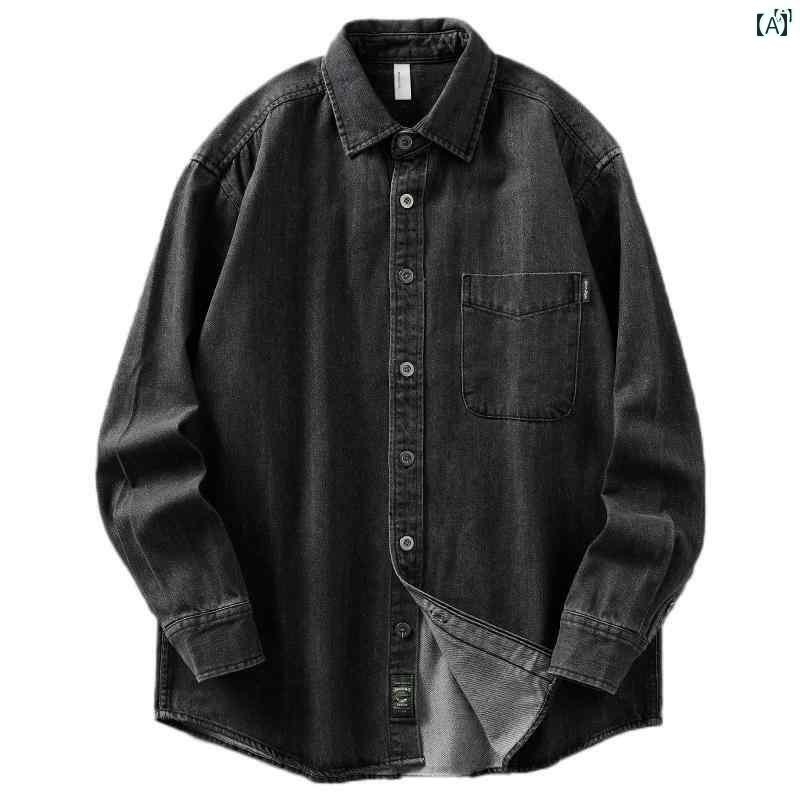 メンズ　ファッション　オシャレ　カジュアル　男性 春秋 アメリカン ワークウェア 長袖 シャツ 高級感 たり デニムシャツ ジャケット