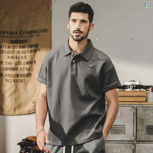 メンズ ファッション オシャレ カジュアル 男性 アメリカン レトロ 半袖 ポロシャツ 快適 トップス Tシャツ メンズ ファッション オシャレ カジュアル 男性 アメリカン レトロ 半袖 ポロシャツ 快適 トップス Tシャツ