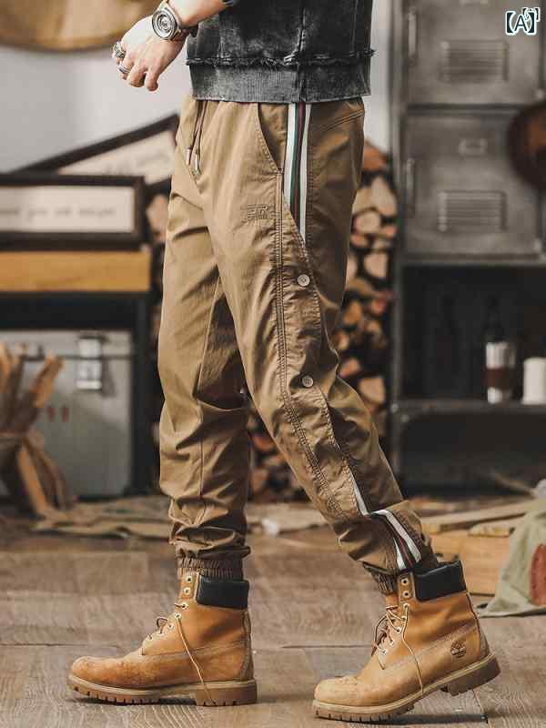 メンズ　ファッション　オシャレ　カジュアル　男性 アメリカン レトロ スプライシング オーバー オール 夏 薄手 ストレート ボーイズ 足 結合 パンツ