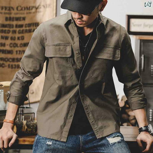 メンズ ファッション オシャレ カジュアル 男性 秋 ワークシャツ アメリカン ヘビー レトロ 長袖 ジャケット シャツ メンズ ファッション オシャレ カジュアル 男性 秋 ワークシャツ アメリカン ヘビー レトロ 長袖 ジャケット シャツ