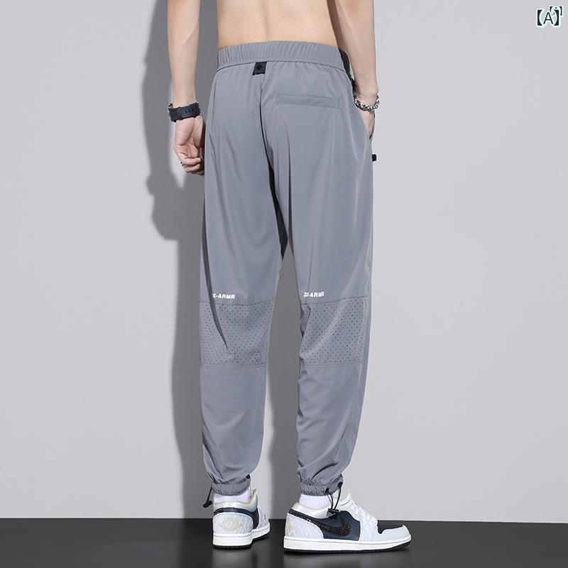 メンズ　ファッション　オシャレ　カジュアル　男性 冷感 パンツ 夏 薄手 ズボン スポーツ 速乾 九分丈 ワークウェア