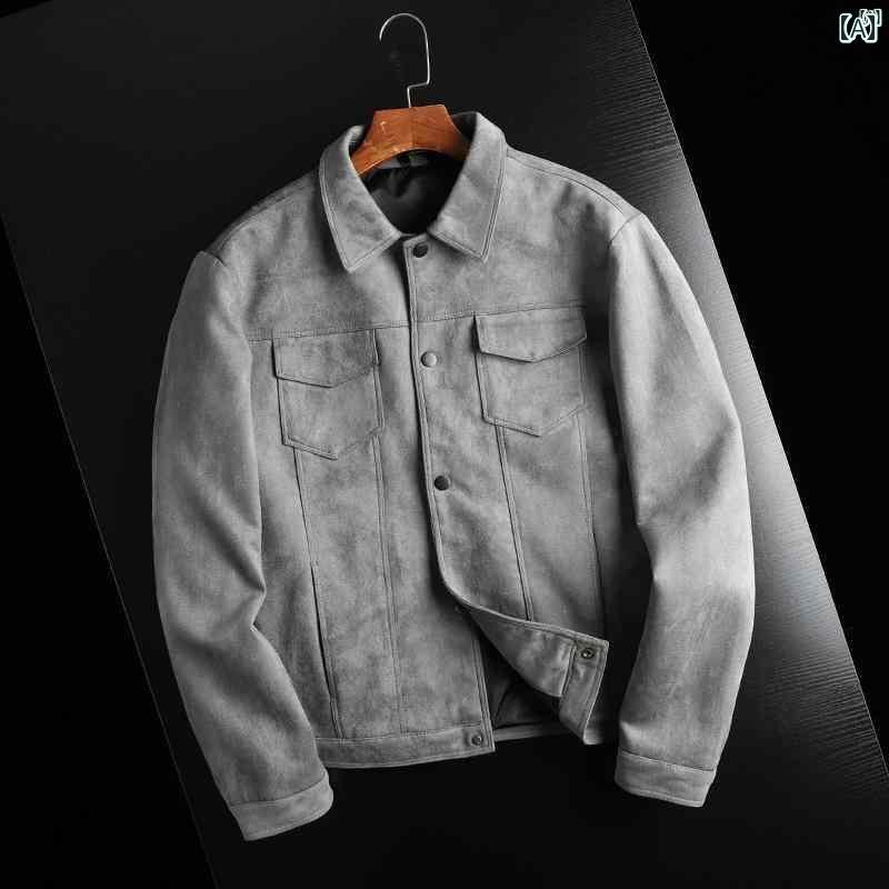 メンズ　ファッション　オシャレ　カジュアル　男性 アメリカン レトロ スエード ワークジャケット 春..