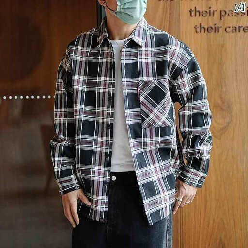 メンズ ファッション オシャレ カジュアル 男性 レトロ シンプル チェック柄 シャツ メンズ 秋 カップル カジュアル ジャケット メンズ ファッション オシャレ カジュアル 男性 レトロ シンプル チェック柄 シャツ メンズ 秋 カップル カジュアル ジャケット
