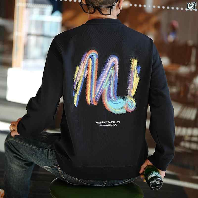 メンズ　ファッション　オシャレ　カジュアル　男性 アメリカ ブラシ ペイント 文字 刺繍 ラウンドネ