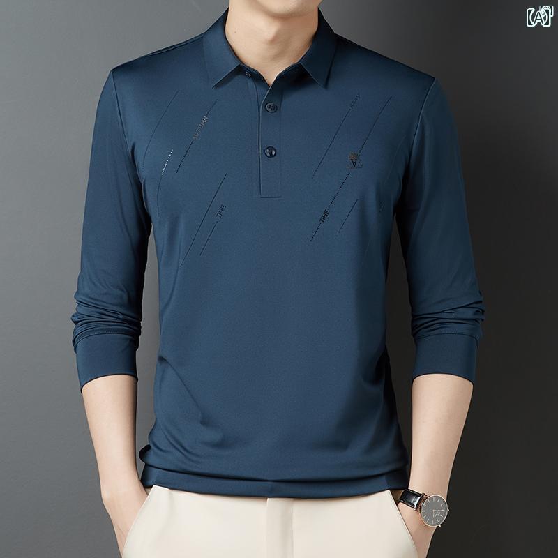 メンズ ファッション オシャレ カジュアル 男性 上品 春 男性 長袖 Tシャツ 冷感 Tシャツお父さん カジュアル ポロシャツ トップ