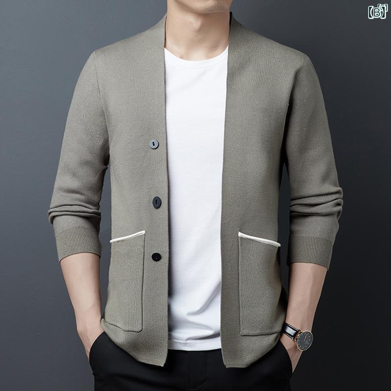 メンズ　ファッション　オシャレ　カジュアル　男性 上品 春秋 ニットカーディガン コート カジュアル アウター セーター 春秋服
