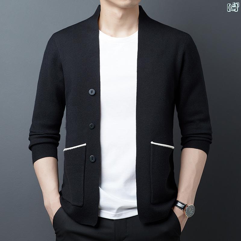 メンズ　ファッション　オシャレ　カジュアル　男性 上品 春秋 ニットカーディガン コート カジュアル アウター セーター 春秋服