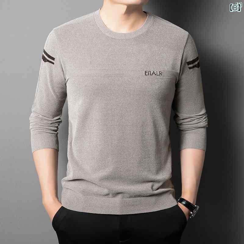 メンズ　ファッション　オシャレ　カジュアル　男性 上品 秋新 シェニール ラウンドネック 長袖 Tシャツ セーター シャツ