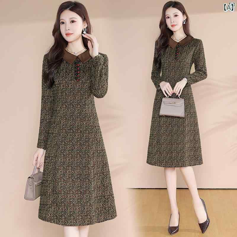 レディース レディース ファッション 上品　オシャレ　綺麗 長袖 ドレス 秋冬 ハイエンド 13 ライン ファッション スカート