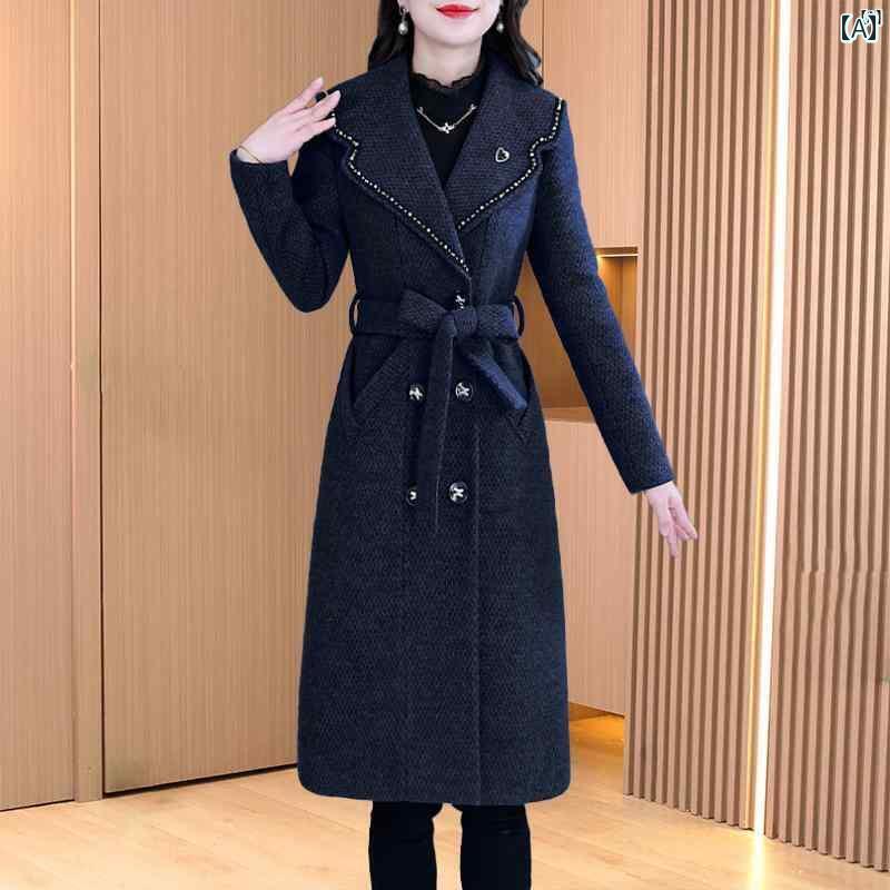 レディース レディース ファッション 上品　オシャレ　綺麗 ロング コート 秋冬 ホット フォーマル 機会 高級 摩耗 ウール ママ