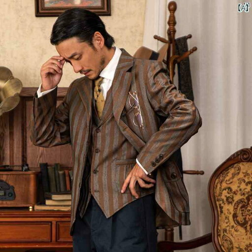 メンズ ファッション オシャレ カジュアル 男性 SOARIN 英国風 レトロ ストライプスーツ ジャケット 秋冬 ビジネス フォーマル スリム スーツ トップス メンズ ファッション オシャレ カジュアル 男性 SOARIN 英国風 レトロ ストライプスーツ ジャケット 秋冬 ビジネス フォーマル スリム スーツ トップス