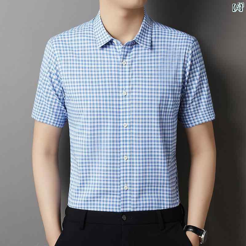 メンズ　ファッション　オシャレ　カジュアル　男性 上品 コットンシャツ 半袖 夏 薄手 シームレス 厚手 シャツ ハイエンド 無地 インチ