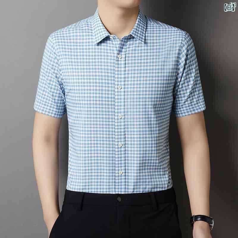 メンズ　ファッション　オシャレ　カジュアル　男性 上品 コットンシャツ 半袖 夏 薄手 シームレス 厚手 シャツ ハイエンド 無地 インチ