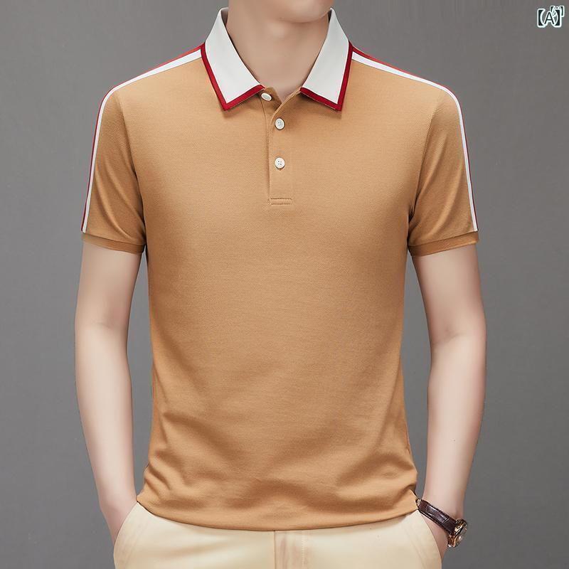 メンズ　ファッション　オシャレ　カジュアル　男性 上品 夏 高級 ポロシャツ 無地 半袖 文化 シャツ T..