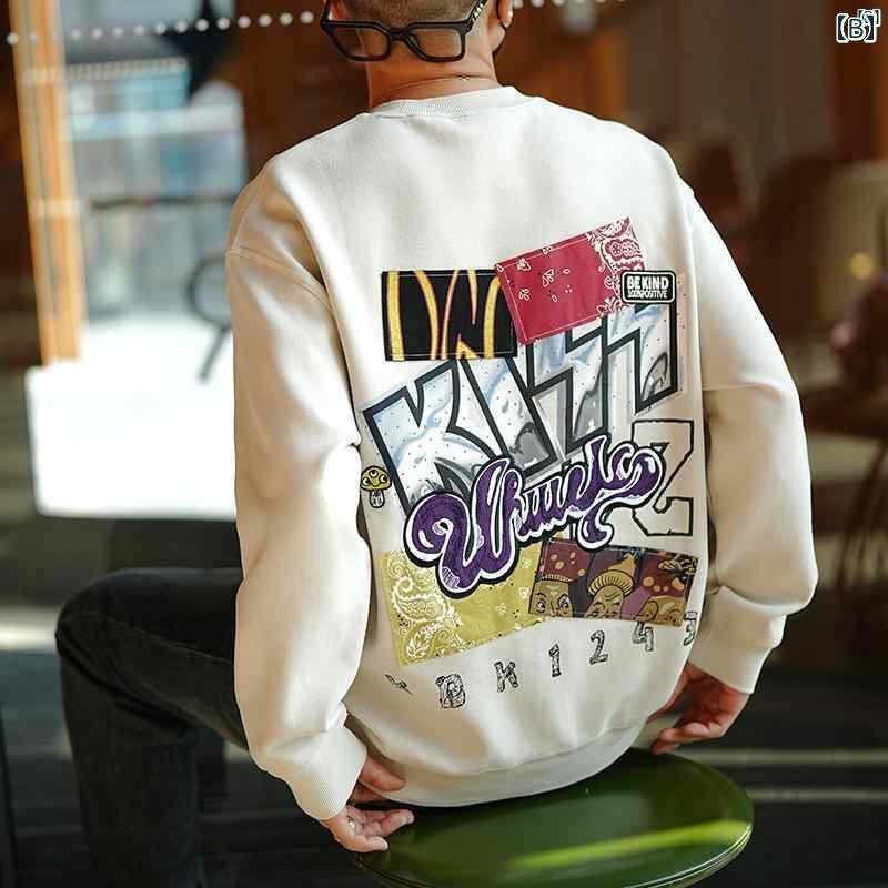 メンズ　ファッション　オシャレ　カジュアル　男性 アメリカ レトロ プリント バービー ピンク ラウンドネック セーター新 カラー カップル カジュアル プルオーバー ジャケット