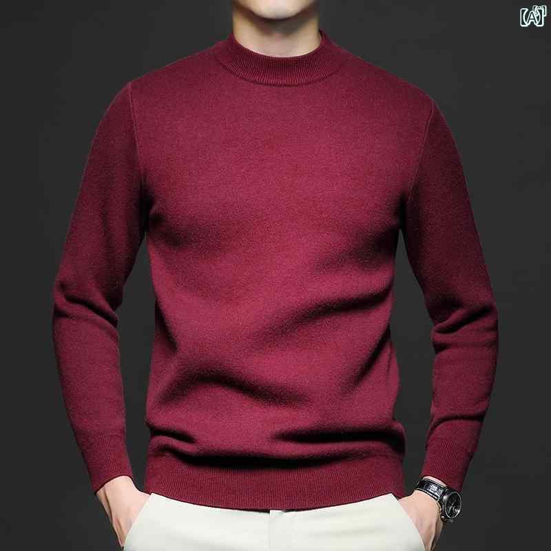 メンズ　ファッション　オシャレ　カジュアル　男性 上品 本店 秋冬 ウール ハーフ タートルネックセーター カジュアル 厚手 インナー ニット セーター