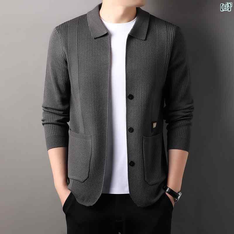 メンズ　ファッション　オシャレ　カジュアル　男性 上品 春秋 カジュアル ニットカーディガン 薄手 セーター ジャケット 韓国 スリム フィットセーター