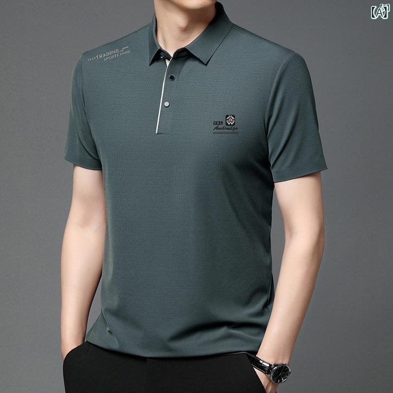メンズ　ファッション　オシャレ　カジュアル　男性 上品 本店 夏 冷感 半袖 Tシャツ ビジネス カジュアル シームレス ポロシャツ