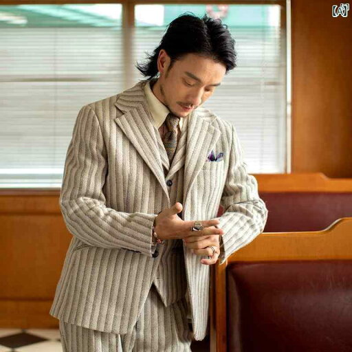 メンズ ファッション オシャレ カジュアル 男性 SOARIN 英国 レトロ ストライプスーツ ジャケット 秋冬 ウール 高級 ビジネス 紳士 シングル スーツ メンズ ファッション オシャレ カジュアル 男性 SOARIN 英国 レトロ ストライプスーツ ジャケット 秋冬 ウール 高級 ビジネス 紳士 シングル スーツ
