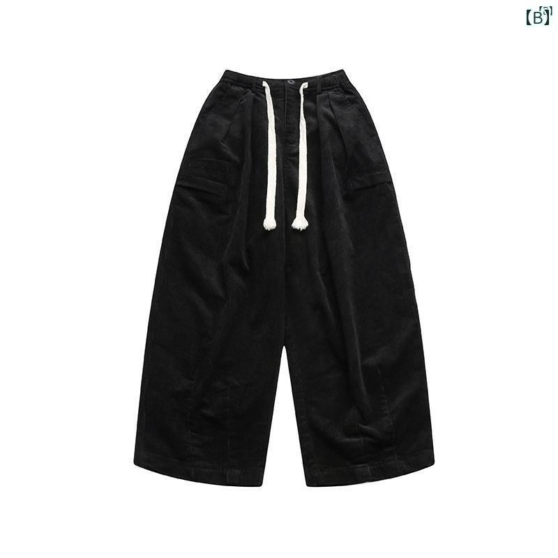 メンズ　ファッション　オシャレ　カジュアル　男性 冬 レトロ コーデュロイパンツ レディース 厚手 汎用性 高さ ストレート ワイド レッグ パンツ