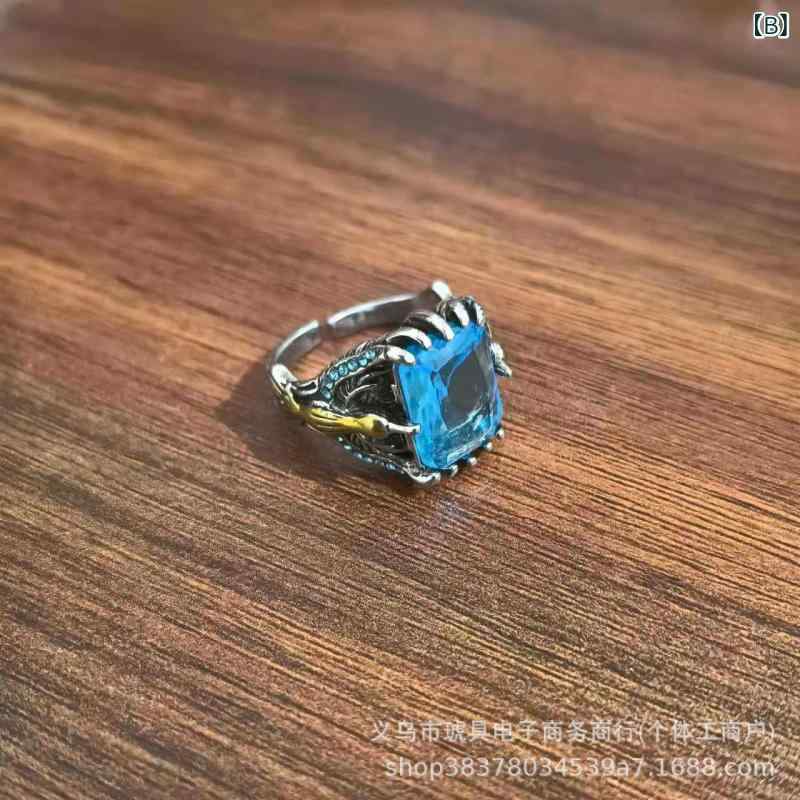 指輪 ユニセックス 開口式 レトロ 龍爪 デザイン ジルコニア 装飾 合金 電気メッキ...