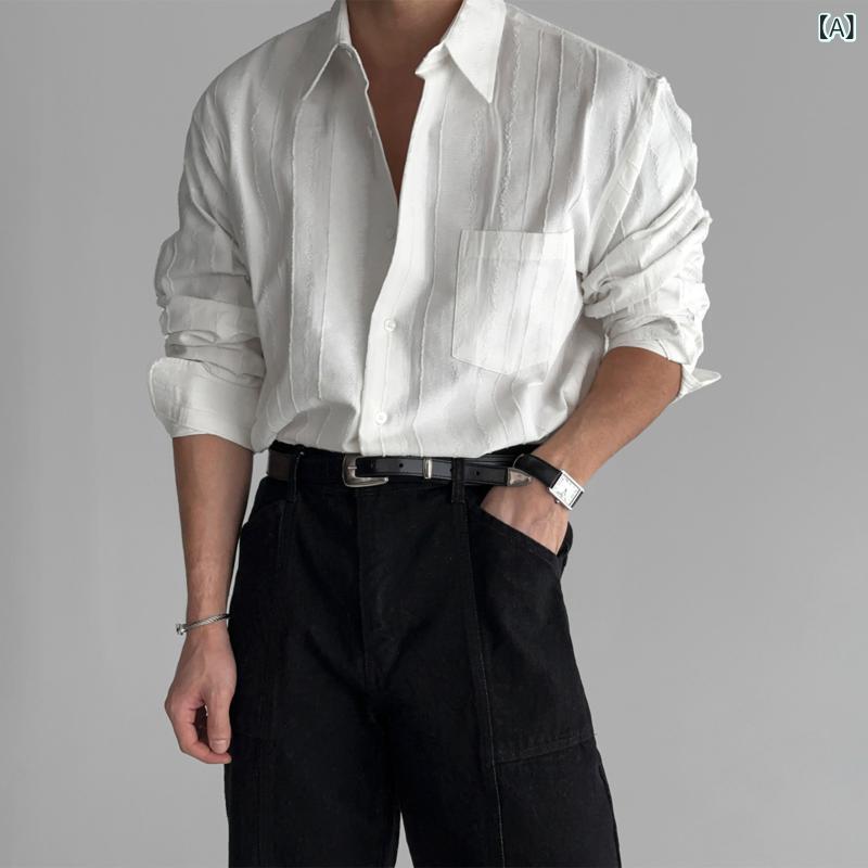 Other - メンズ　ファッション　韓国ファッション　オシャレ　韓国 立体的 テクスチャー ド 加工 男性用 長袖 シャツ 個性 カジュアル