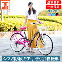 【30日～31日 1000円クーポン！先着1000名限定&ポイント最大21倍】 子供自転車 24インチ 女の子 キッズ | 子供用 自転車 シマノ製6段ギア付 変速あり かご 自転車 かわいい 小学生 初めて 水色 紫 ブルー パープル ピンク ギフト 送料無料 【EM246】