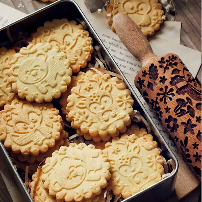 KUNNKENN クッキーローラー 10種類の模様から選べる｜クマ・フクロウ・シカ・キツネ・ハリネズミ・松ぼ..