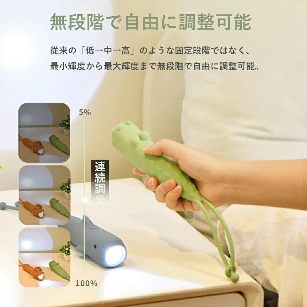 【SALE最大2000円OFF】懐中電灯 動物 ライト USB充電 コンパクト 2段調光 防災 ポケットライト 子供 安全 キャンプ アウトドア かわいい 動物 ライト 調光可能 寝室 常夜灯 おしゃれ 小物