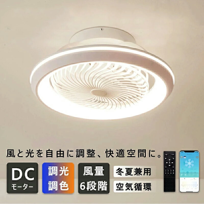 其它 - 工事不要 風も光も自由自在 シーリングファンライト led 首振り DCモーター ~10畳 シーリングライト ファン付き シーリングファン 扇風機 自動スイング 天井ライト 省エネ 調光調色 タイマー機能 空気循環 静音
