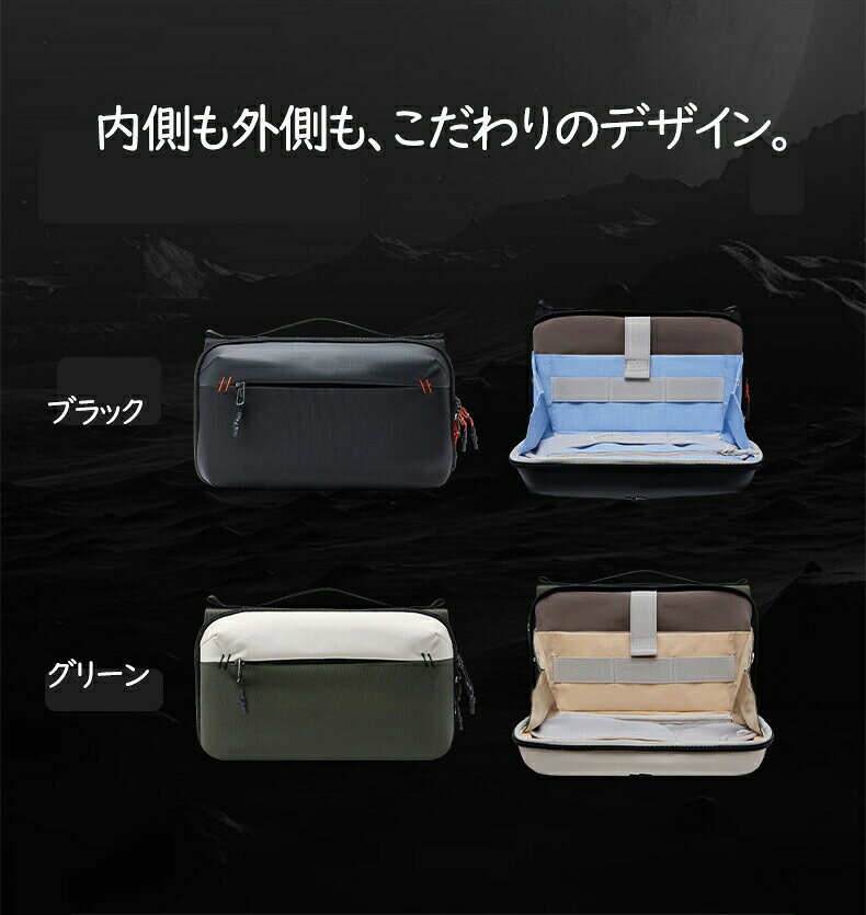 ガジェットバッグ 収納ポーチ ガジェットケース 超強収納力 マルチ機能電子機器オーガナイザー アクセサリーバッグ ケーブル 充電器 ヘッドフォン用 旅行 通勤などに理想的な オリーブマルチ収納バッグ 4way ショルダー付き 2233ran-10010200 Simply.R サンプル画像3