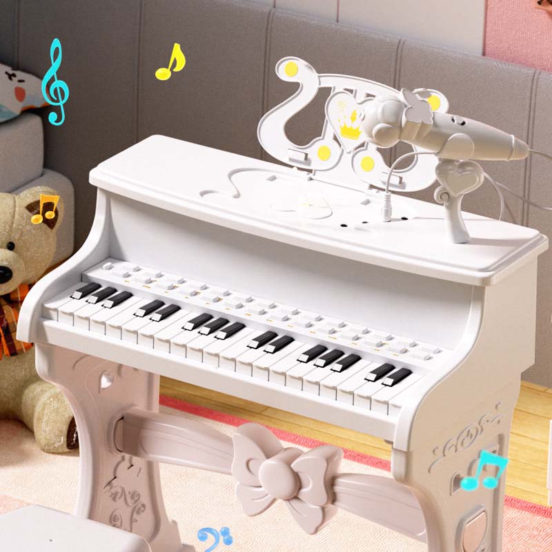 ピアノ おもちゃ グランドピアノ ミニピアノ ピアノ トイピアノ キッズ 椅子 チェア いす 付き マイク 録音 再生 機能付き 楽器 鍵盤 音楽 楽器玩具 知育玩具 おもちゃ 子供 子ども 遊び 男の子 女の子 2