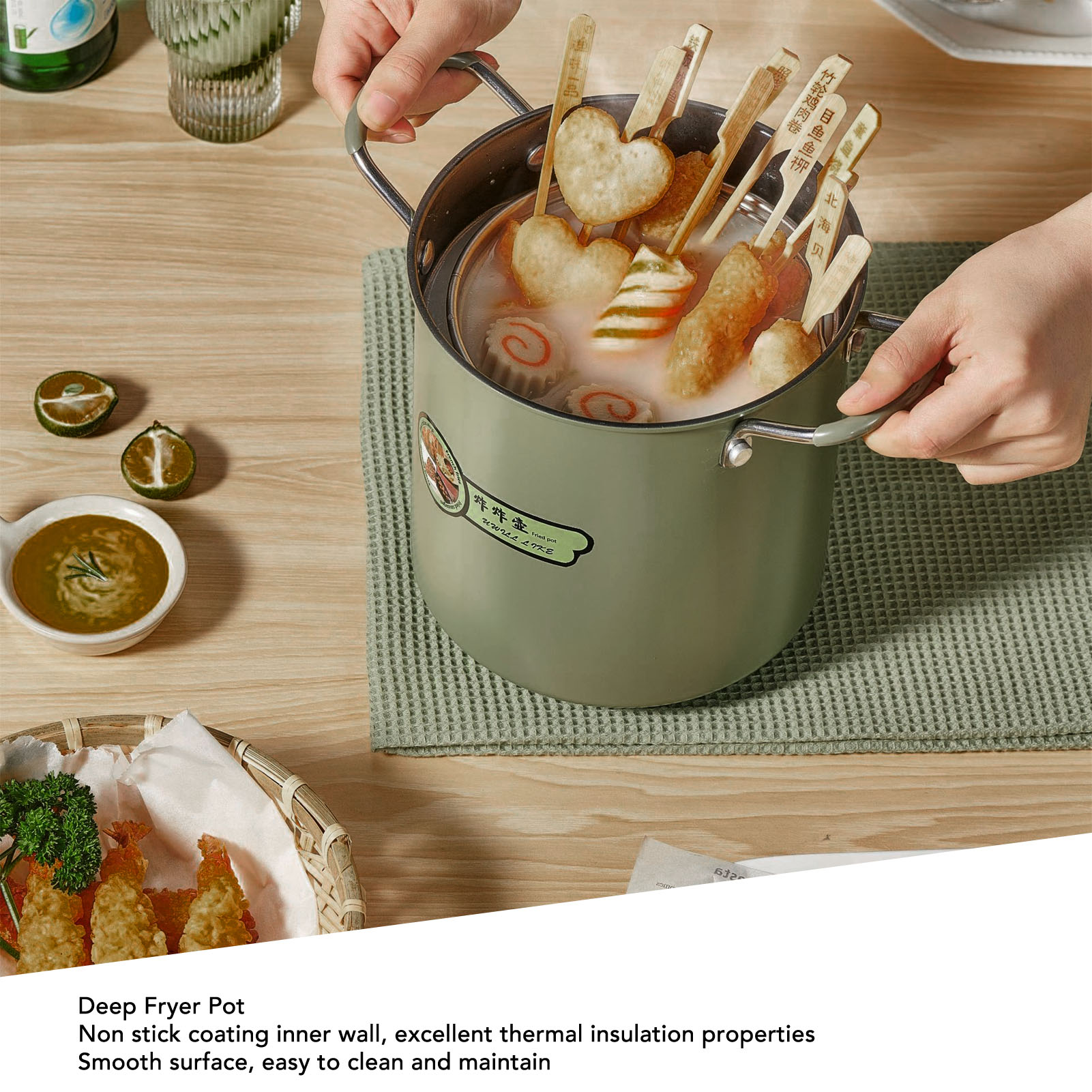 Rakuten - 天ぷら鍋 揚げ物 鍋 フライヤー 3L ミニ 揚げザル付き バスケット 深型 パスタ鍋 3リットル ノンスティック加工 こびりつきにくい お手入れ簡単 食洗機対応 シリコンハンドル 耐熱 滑り止め ガラス蓋付き 中が見える 蒸気穴 IH対応 ガス火対応 オーブン対応