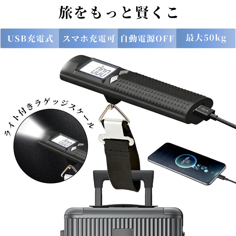 【P5+100円OFF】バッグ用はかり 荷物はかり ラゲッジスケール 旅行はかり 懐中電灯付き デジタルはかり スーツケースはかり 便利 軽量 スケール ラゲッジチェッカー ステンレス仕上げ 吊り下げ式 キャリーケース トラベル 重量計測 風袋引き機能 2233ran-10008581 Simply.R パッケージ画像