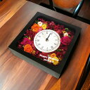 プリザーブドフラワー 時計 開店 周年記念品 還暦祝い バラ 薔薇 アジサイ 敬老の日 ギフト 名入れ 還暦 お祝い 喜寿祝い 母の日 ボックス 誕生日プレゼント 結婚祝い おしゃれ 贈呈品 花時計 角型ブラック ピンク レッド 送料無料(4)