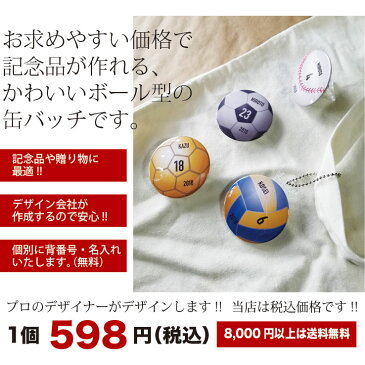 卒団 記念品 缶バッジ オリジナル缶バッチ ボールタイプ 選べる7種類 キーホルダー 名前入れ 名入れ無料 卒部 引退 卒業 記念品 プレゼント 贈り物 1デザインで5個からの注文