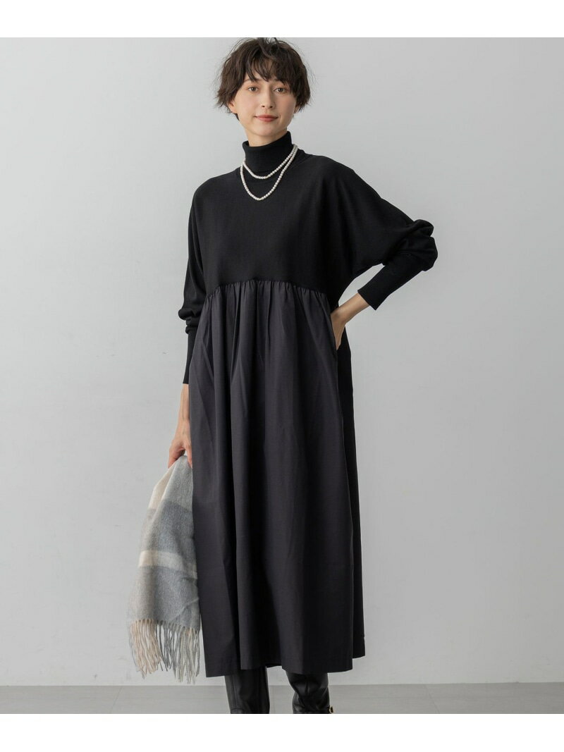 【洗える】ギャザーコンビ ニットワンピース 23区 ニジュウサンク ワンピース・ドレス ワンピース ベー..