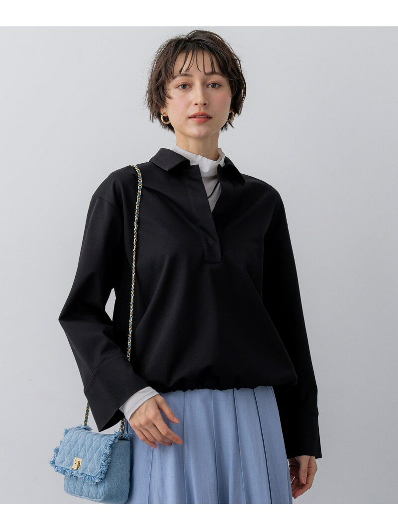 【SALE／50%OFF】コンパクトツイル スキッパー カットソー 23区 ニジュウサンク トップス カットソー・Tシャツ ベージュ ブラック【RBA_E】【送料無料】[Rakuten Fashion] 23ku-10012710 23区 楽天市場店 サンプル画像2