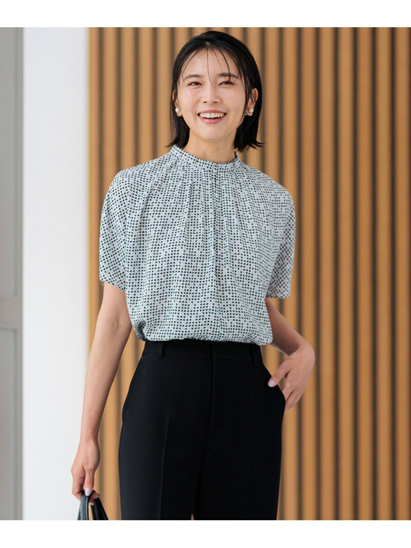 【SALE／40%OFF】【洗える】ライトバックサテンアムンゼン ハウンドトゥース プリント ブラウ